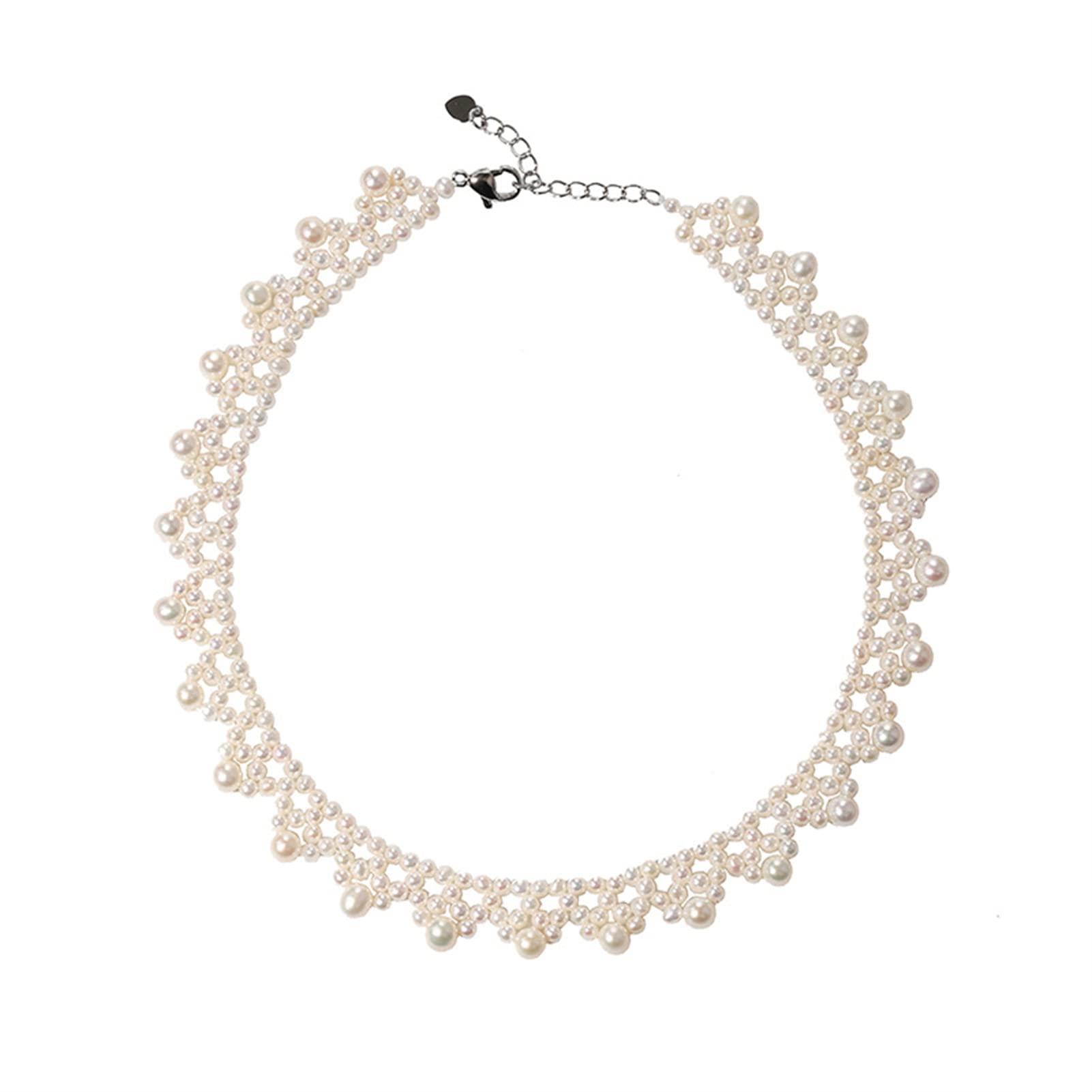 Amazon.co.jp: ヴィンテージレース編組淡水真珠のネックレス